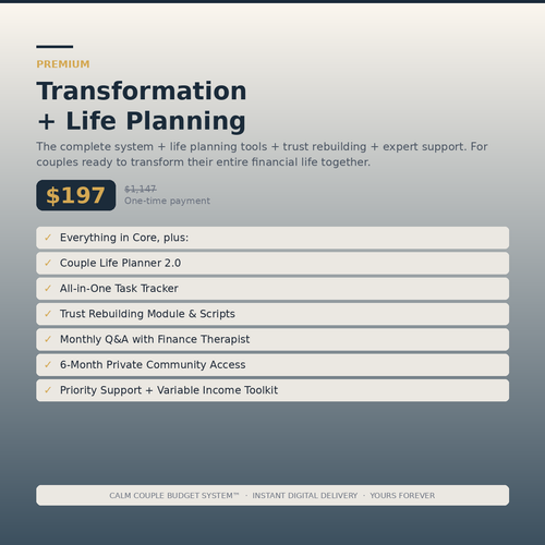 Calm Couple Budget System™ — Transformation + Life Planning