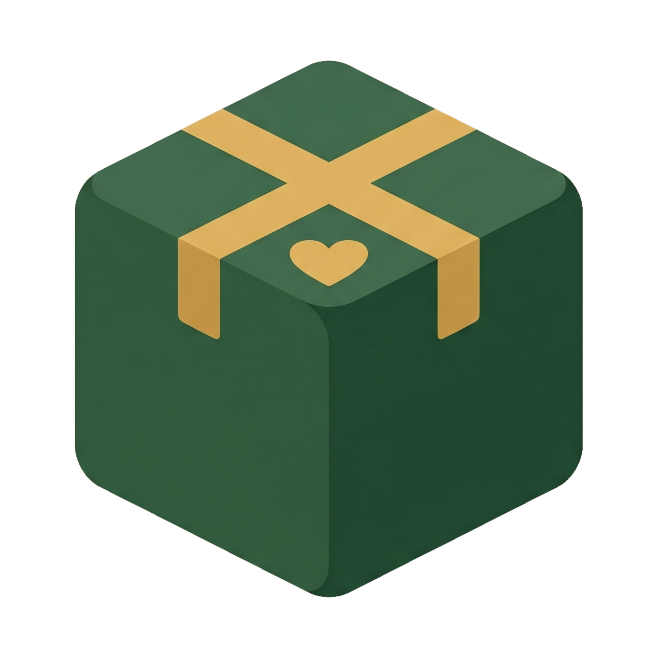 Free shipping — forest green gift parcel with gold ribbon