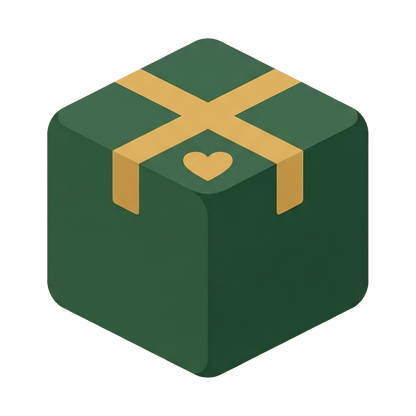 Free shipping — forest green gift parcel with gold ribbon
